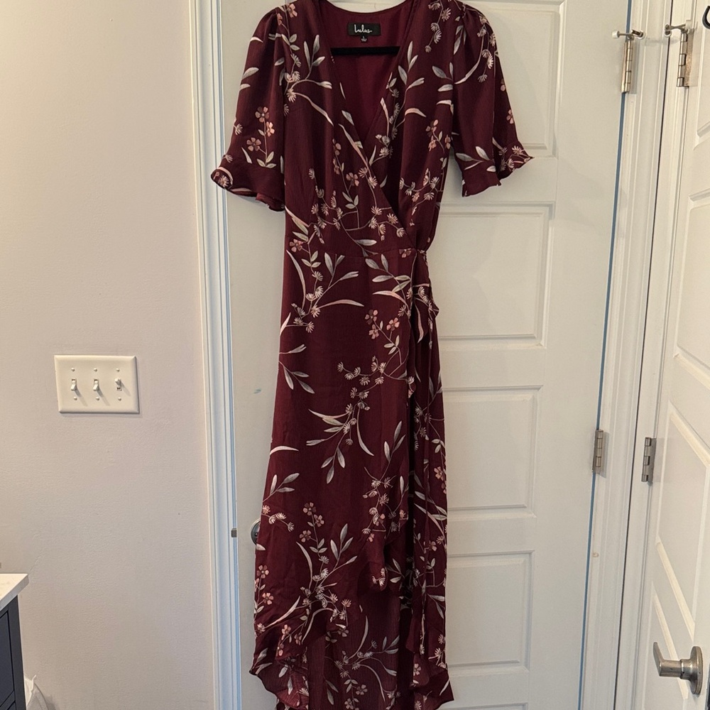 Lulu's Maroon Floral High Low Dress size Large